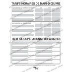 Affiches tarif horaires main-d oeuvre - Paquet de 5 affiches plastifiées